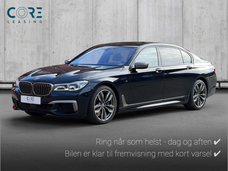 Sortmetal BMW M760Li xDrive aut. fra 2017 parkeret foran en betonmur. CORE Leasing A/S er eksperter i BMW leasing.